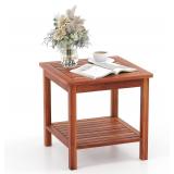 Outdoor Side Table Patio 2-Tier Square End Table