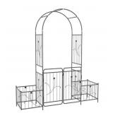 Metal Garden Arch with Planter Boxes and Gate
