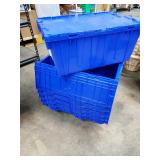 Heavy Plastic Bins with Attached Lids (6)