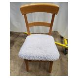 Wood & Fluffy White Covered Chair