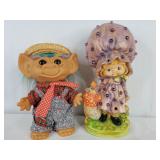 Uneeda Wishnik Farmer Troll & Light-Up Girl Lamp