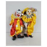 Pair of Porcelain Clown Dolls