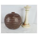 Roseville Donatello Stand & MCM Sphere Art Vase
