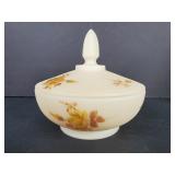 Fenton Chocolate Rose Cameo Covered Candy Dish