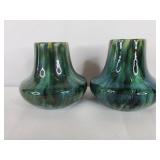 Pair of Blue Mountain Pottery Green Squat Vases