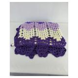 Purple Scalloped Handmade Crochet Ripple Blanket