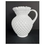 Fenton White Milk Glass Hobnail Pitcher