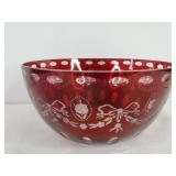 Egermann Czech Ruby Red Cut to Clear Crystal Bowl