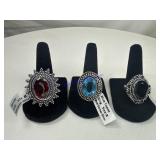 3 German silver rings size 8
