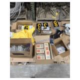 Assorted lightbulbs, reflective numbers , misc