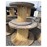 Two wood wire reels
