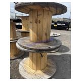 Two wood wire reels