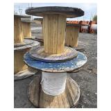 Two wood wire reels