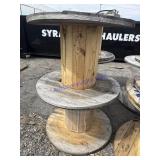Two wood wire reels