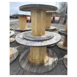 Two wood wire reels
