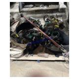 Safety harnesses, assorted tools, hyd.  pole saw