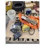 Assorted tools, control, boxes, lights, and covers
