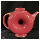 Vintage Hall China Donut 6 Cup Teapot Maroon Red
