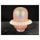 Fenton Pink Iridized Persian Medallion Fairy Lamp>