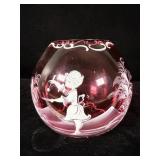 Vintage Bohemian Czech Mary Gregory Cranberry >