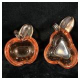 Vintage Peach Art Glass Apple & Pear Trinket >