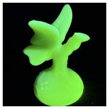 Fenton Green Uranium Glass Butterfly Ring Holder