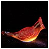 Fenton Art Glass Amberina Red Cardinal Bird