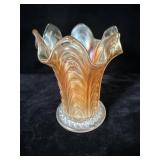 Fenton Boggy Bayou Marigold Carnival Glass Vase >