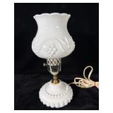 Vintage Milk glass Hobnail Glass Electric Lamp >