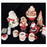 Vintage Christmas lot winking Santa cups, plastic>