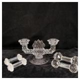 Fostoria American Twin Flat Foot Candle Holder &>