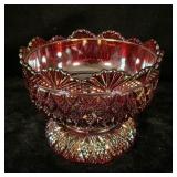Fenton Mandarin Red Carnival Glass Candy Dish 3.5"