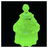 Moser Uranium Glass Vaseline Colonial Lady >