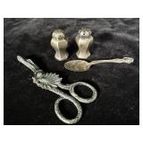 Stork Midwife Scissors, Sterling Silver Tea Spoon>