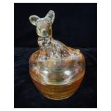 Jeanette Carnival Glass Scottie Dog Covered >