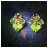 Vintage uranium glass clip earrings
