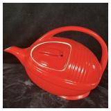 Hall China Football Teapot with Lid Red Art Deco