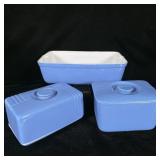 Hall China Periwinkle Blue Refrigerator Dishes &>