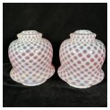 (2) Cranberry Coin Dot Glass Ball Lamp Shade 7"