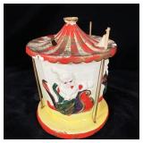Vintage Christmas Santa Claus Carousel Ceramic >