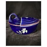 Hall cobalt blue garden leftover dish with lid