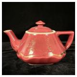 Hall USA Teapot 0173 Burgundy Gold Trim 6 Cup >