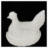 Gebruder Von Streit German Opaline Glass Hen on >