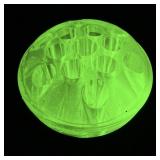 Vintage Uranium Glass Flower Frog