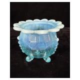 Northwood Blue Opalescent Klondyke Fluted Scrolls>