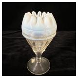 Fluted Bars & Beads Jefferson White Opal Vase