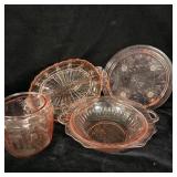 Antique Pink Depression Glass Jeanette sunflower >