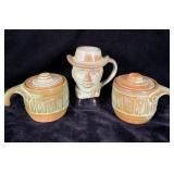 Frankoma Pottery Wyatt Earp Mug, Bean Pots