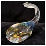 Vintage Art Glass Hand Blown Whale 6"T