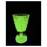 LG Wright Vaseline Opalescent Uranium Glass Daisy>